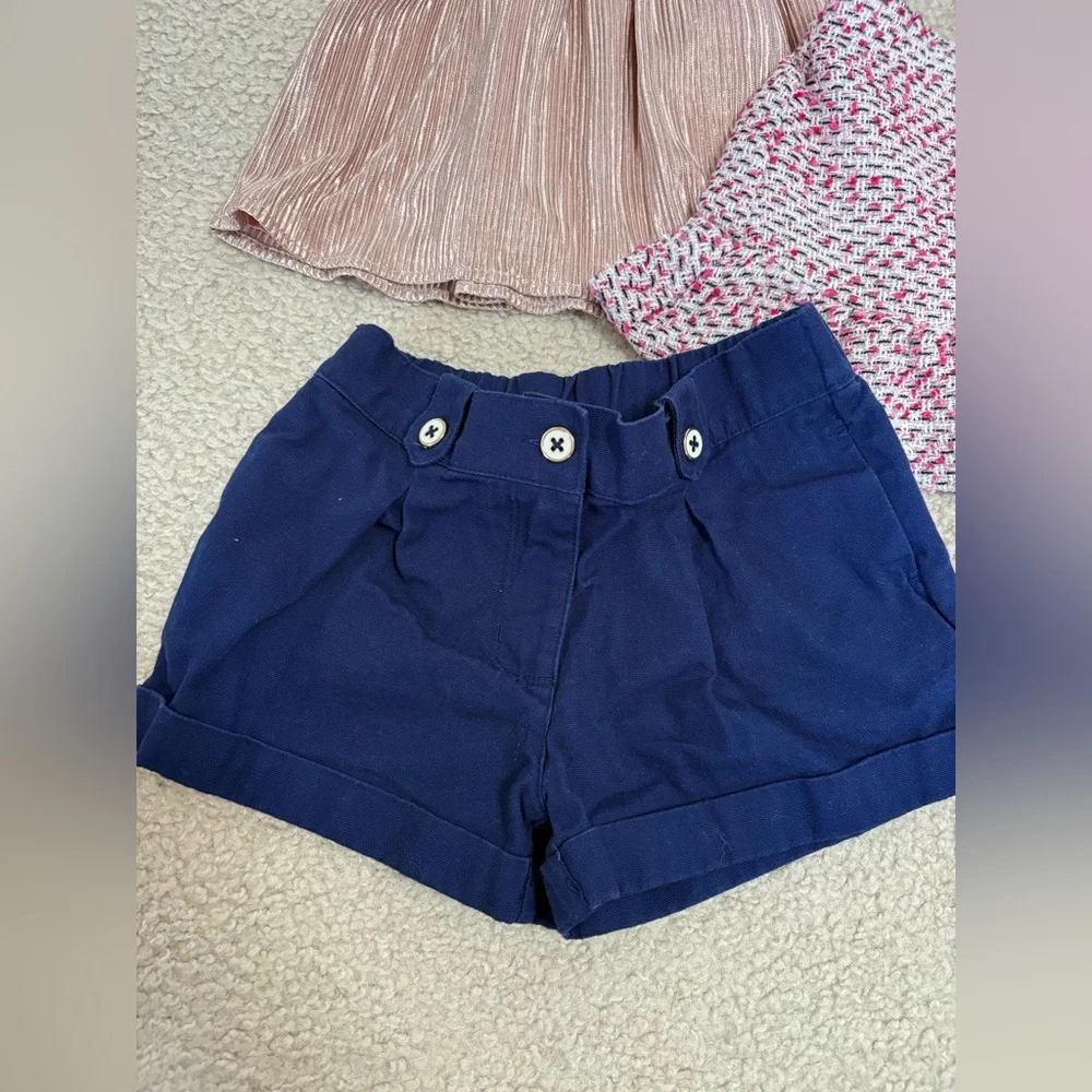 Janie and Jack Girls Blue Solid Chino Shorts Summer Skirts Bundle 2T Lot 3 Piece